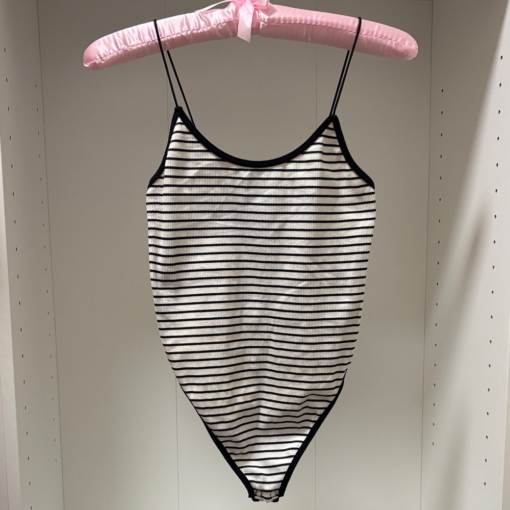 Striped Black and White Bodysuit
